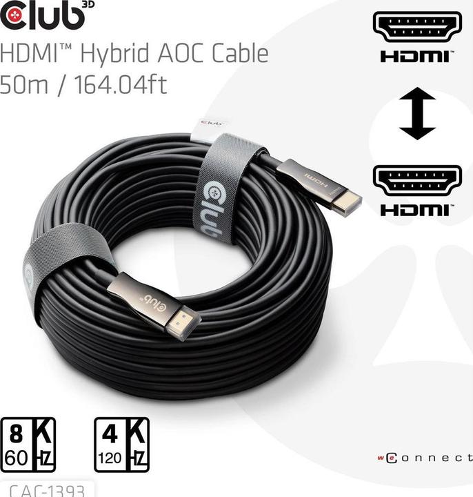 Produktbild Club 3D Club3D HDMI-Kabel A -> A 2.1 aktiv opt. 8K60Hz UHD 50 Meter retail (50 m)