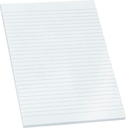 Bantex Standard pad A4 white lined top glued 60g u/holes - (5 pcs.) (A4, Lined)