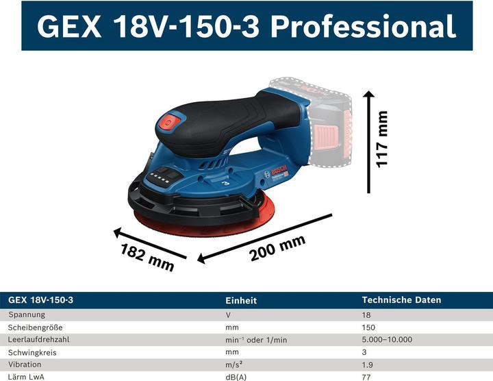 Produktbild Bosch Professional Akku-Exzenterschleifer GEX 18V-150-3 (Exzenterschleifer)