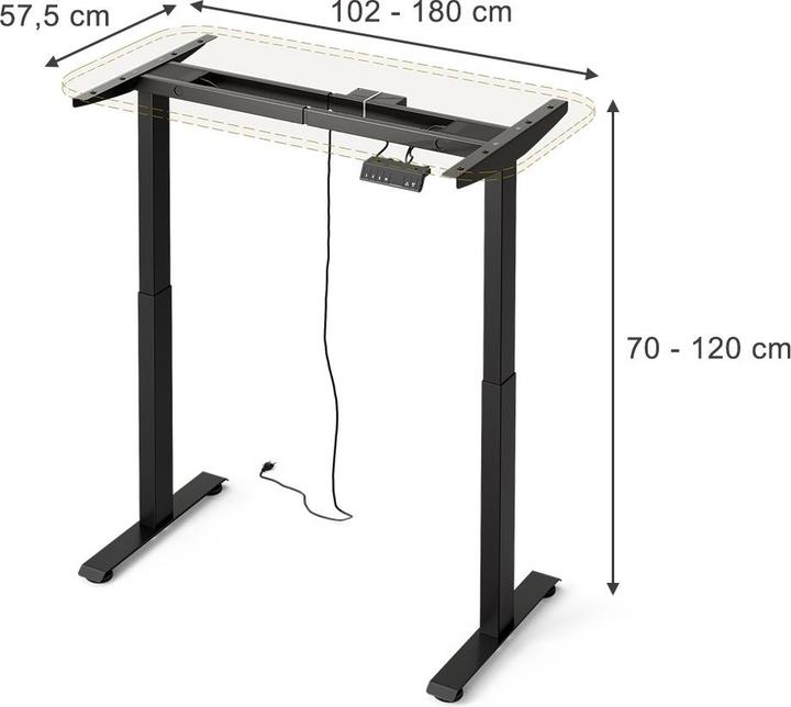 Produktbild Vicco Tischgestell Elevate, Anthrazit, mit USB und USB-C Anschluss