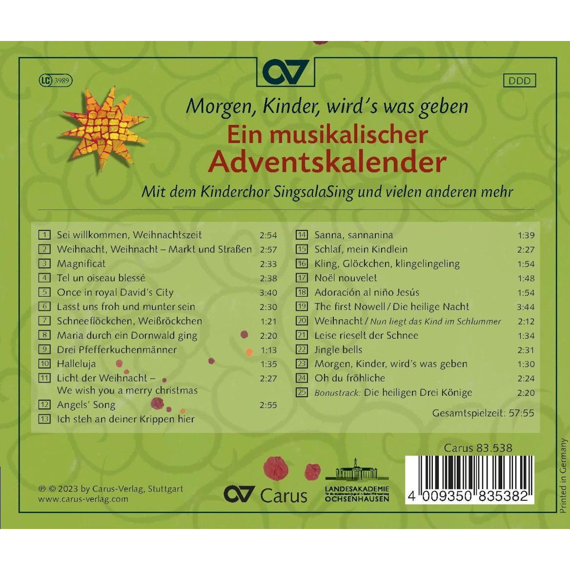 Thumbnail - note 1 music gmbh Morgen, Kinder, wird¿s was geben,CD