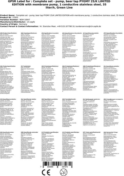 Actual product image Ich-zapfe Komplett Set - Bierzapfanlage Pygmy 25/K