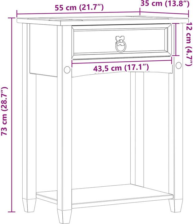Actual product image vidaXL Konsolentisch (55 x 35 x 73 cm)