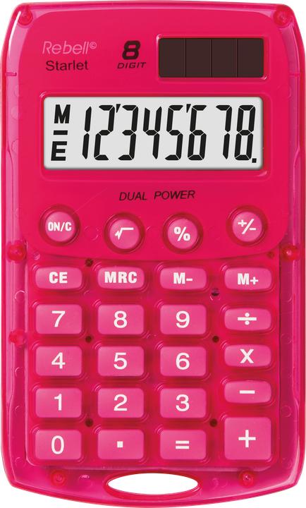 Actual product image Rebell Starlet calculator pink (Batteries, Solar cells)
