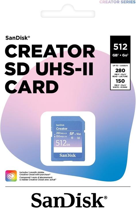 Actual product image SANDISK Creator UHS-II V60 (512 GB, SDXC, U3, UHS-II)