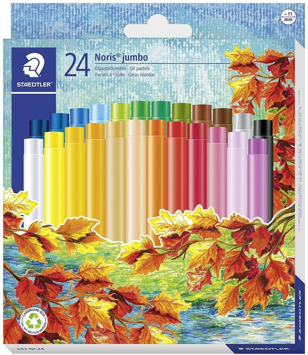 Actual product image Staedtler Noris jumbo 243 oil pastel crayon cardboard box with 24 pieces, assorted (Sorted, 24 x)