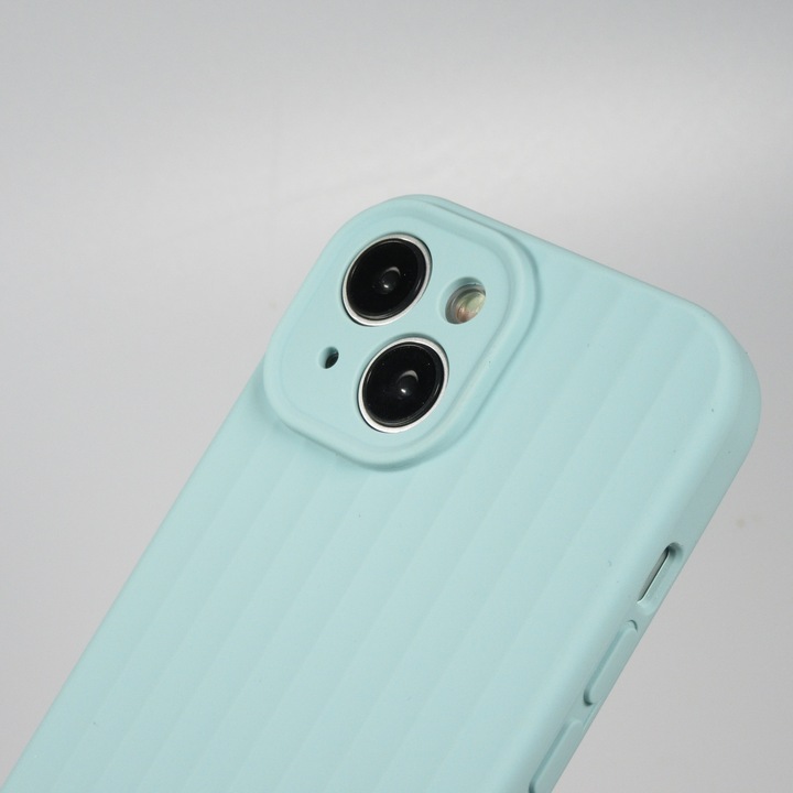 Produktbild PhoneLook Hülle Mattes Soft-Touch-Silikon mit Relieflinien Türkis (Apple iPhone 14)