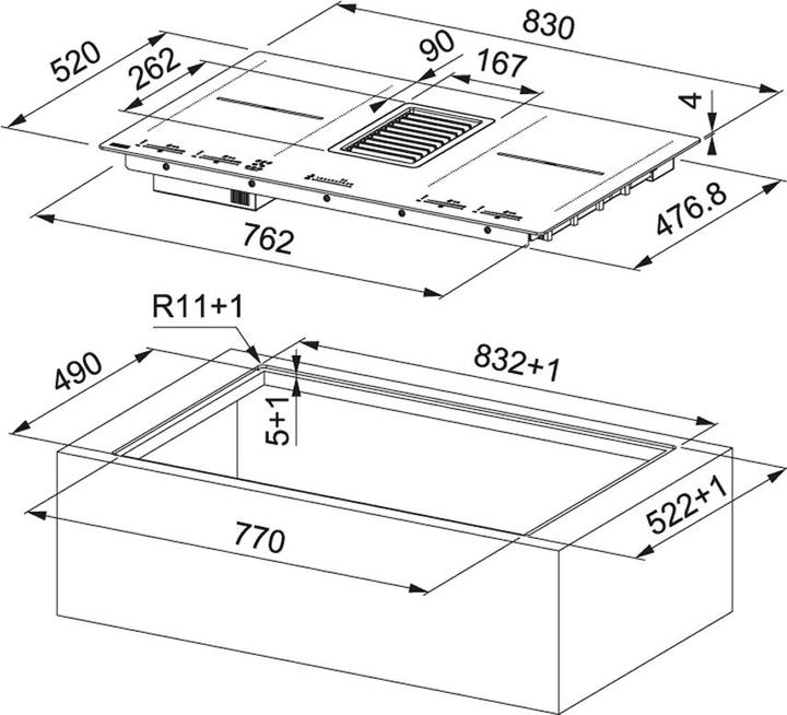 Actual product image Franke Cappa aspirante per piano cottura Mythos 2gether FMY 839 HI (83 cm, Electric hob)