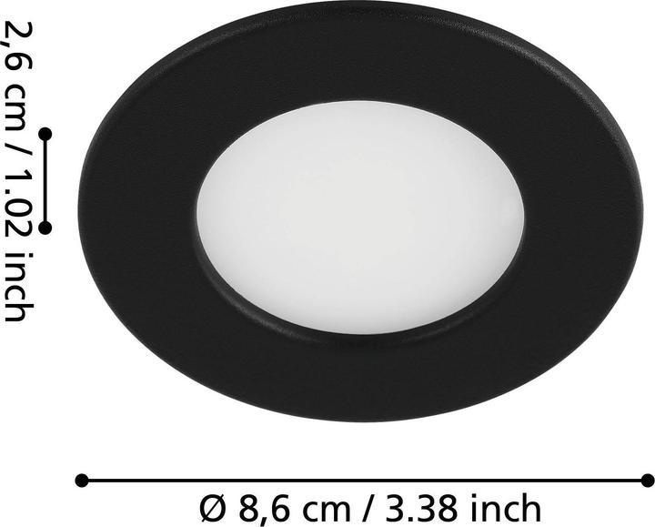 Produktbild EGLO LEDEinbauleuchte IP44 2,7W 4000Kschwarz 230V Abstr 110 (330 lm)