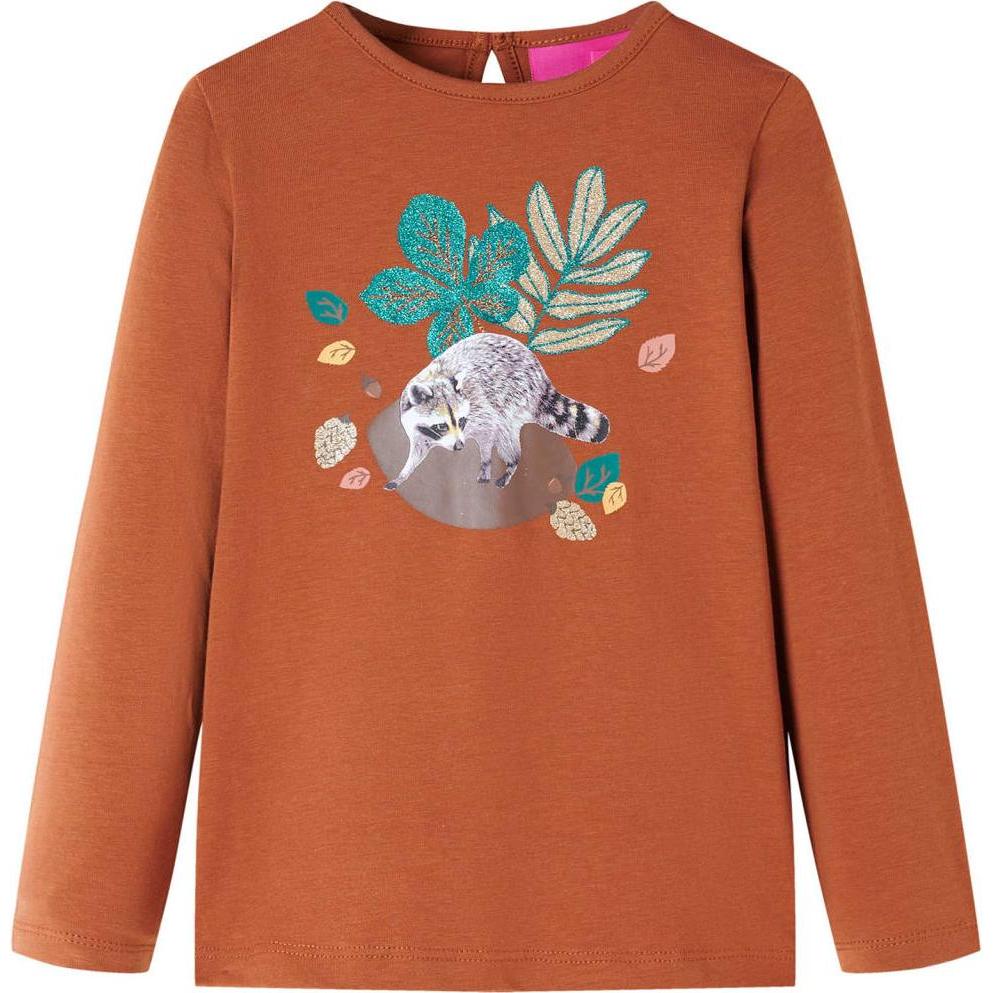 VidaXL, Jungen, Shirt, Kinder-Langarmshirt Cognac 140,Material: 95 % Baumwolle. 5, Braun, (140)