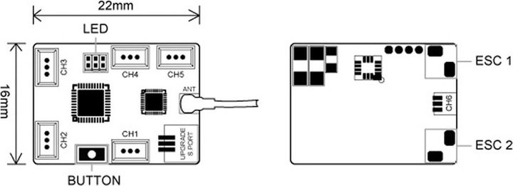 Produktbild FrSky Empfänger Archer Plus SR6mini-E 2,4 Ghz