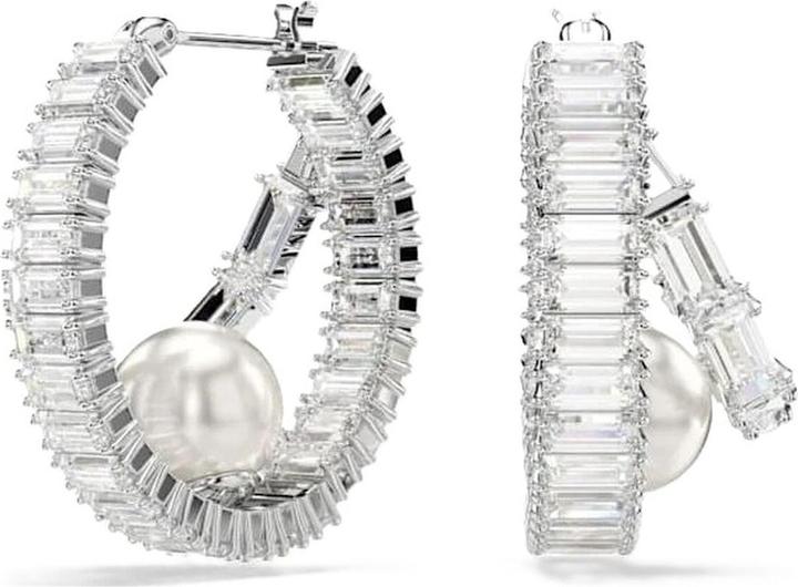 Immagine prodotto Swarovski x Ariana Grande Kreolen Kristallperle Baguette Schliff Weiss Rhodiniert (Metallo Swarovski)