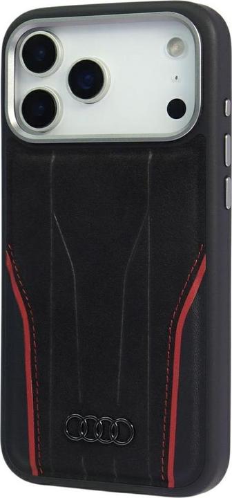 Produktbild Audi Case R8 Genuine Leather MagSafe for iPhone 17 Pro black-red (Apple iPhone 17 Pro)