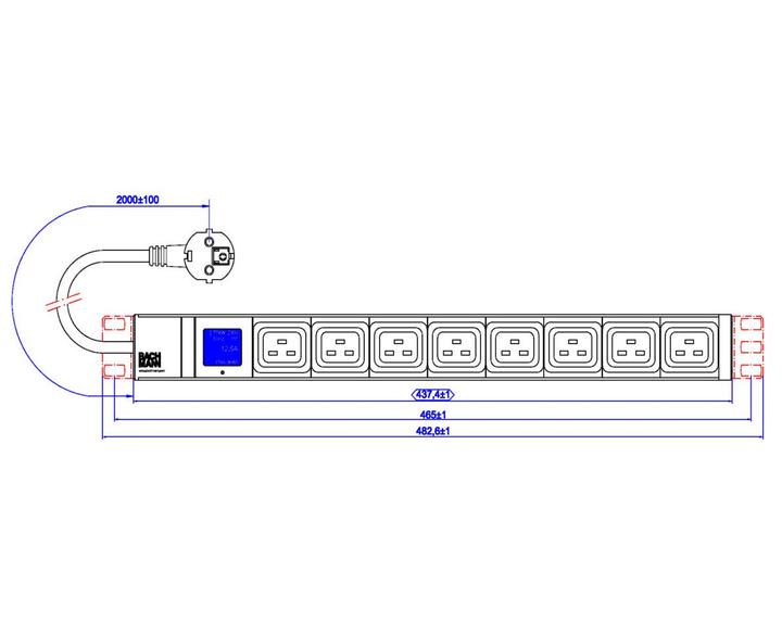 Produktbild Bachmann BlueNet BN0500 - Verlängerungsschnur (Rack - einbaufähig) (8x, 2 m)