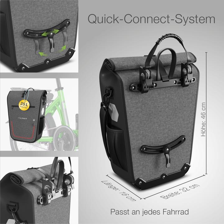 Eloneo Fahrradtasche fr Laptop (25 l, Gepcktrgertasche)