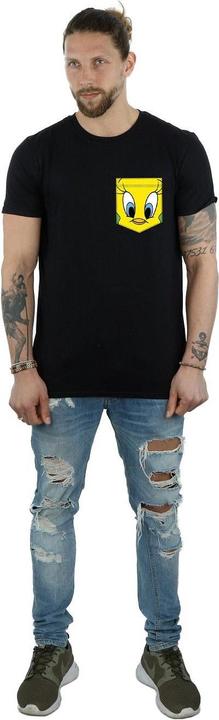 Immagine prodotto Looney Tunes Tweety Pie Face Faux Pocket Maglietta Uomo (L)