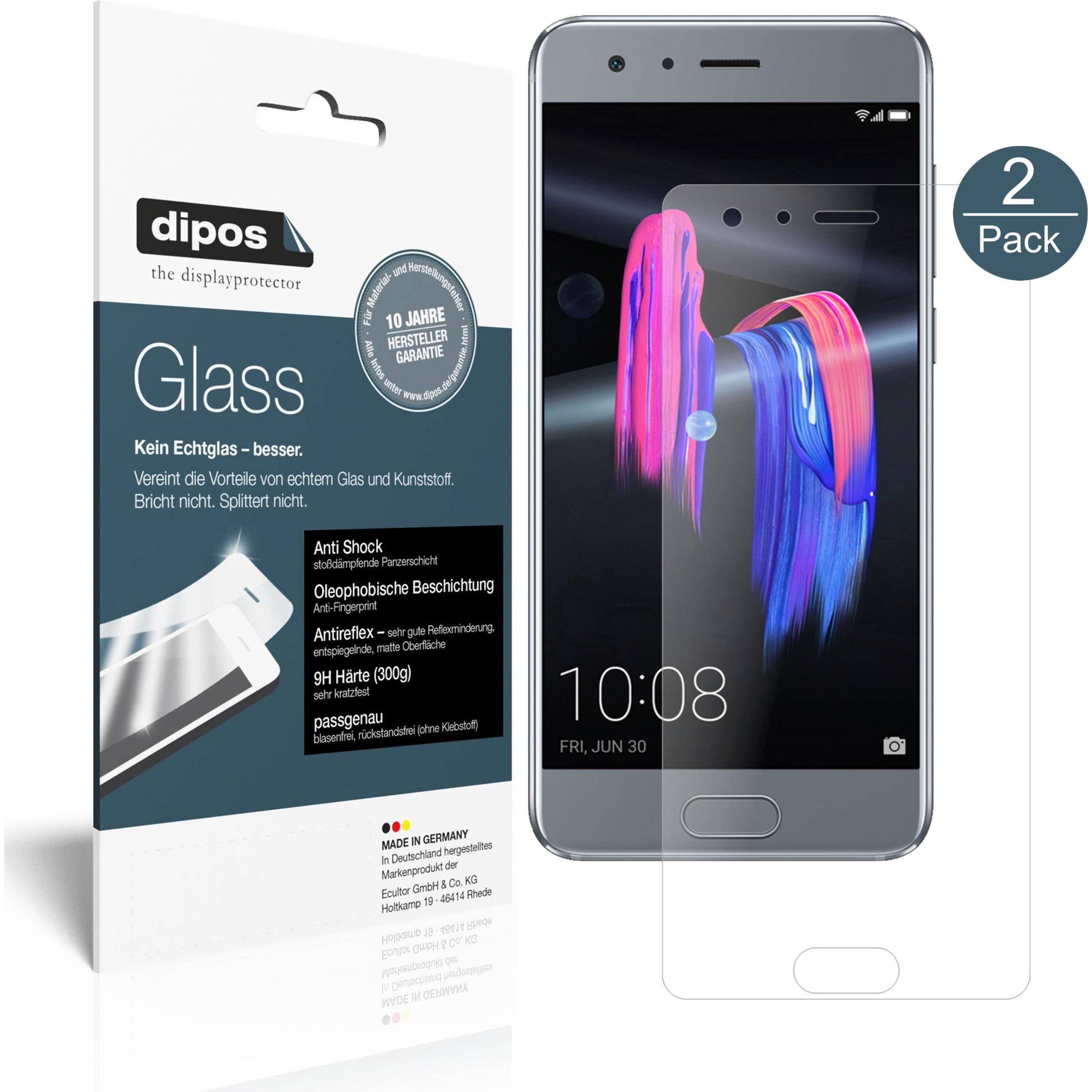 Dipos Displayschutz Anti-Shock (2 Stück, Honor 9), Smartphone Schutzfolie, Transparent