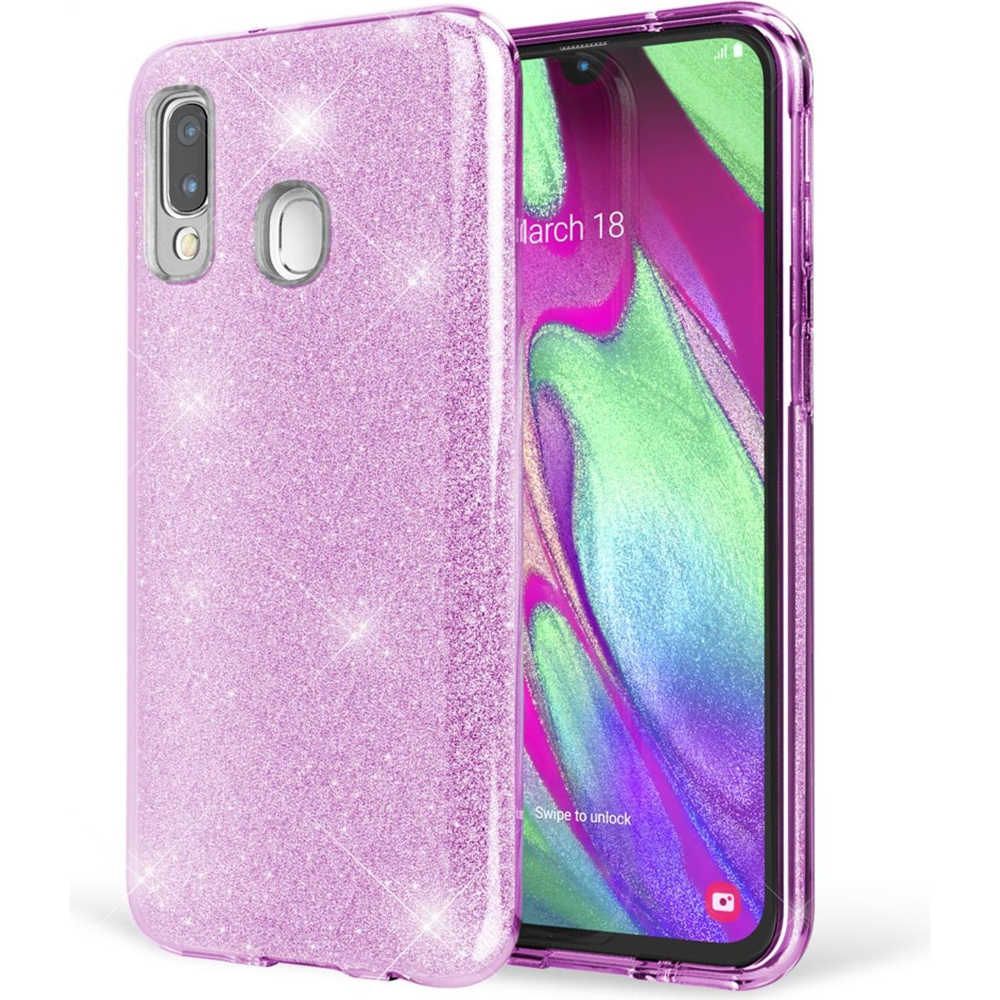 Nalia Glitzer Hülle (Samsung Galaxy A40), Smartphone Hülle, Violett