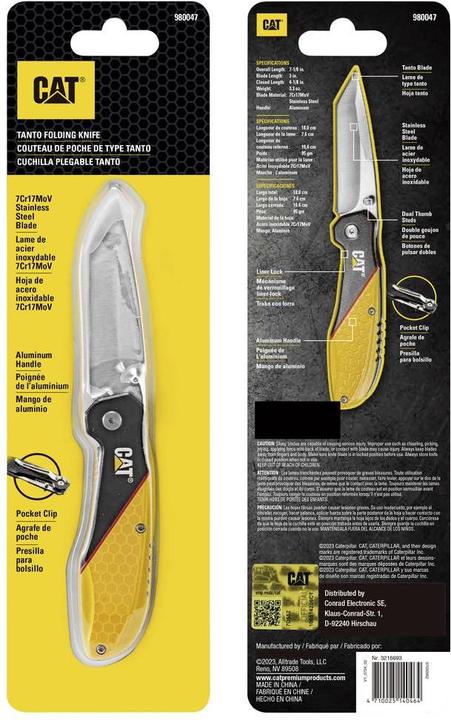 Produktbild Cat 980047 Klappmesser mit 7.5 cm Klinge Länge 177 mm (7.50 cm)