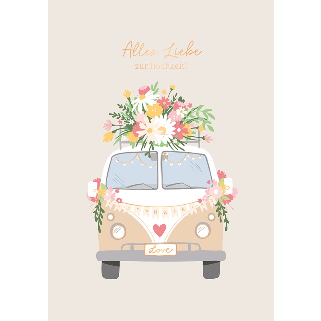 Produktbild Hochzeitskarte Bus - Alles Liebe zur Hochzeit - Maxi Card A4 (1 Stk.)