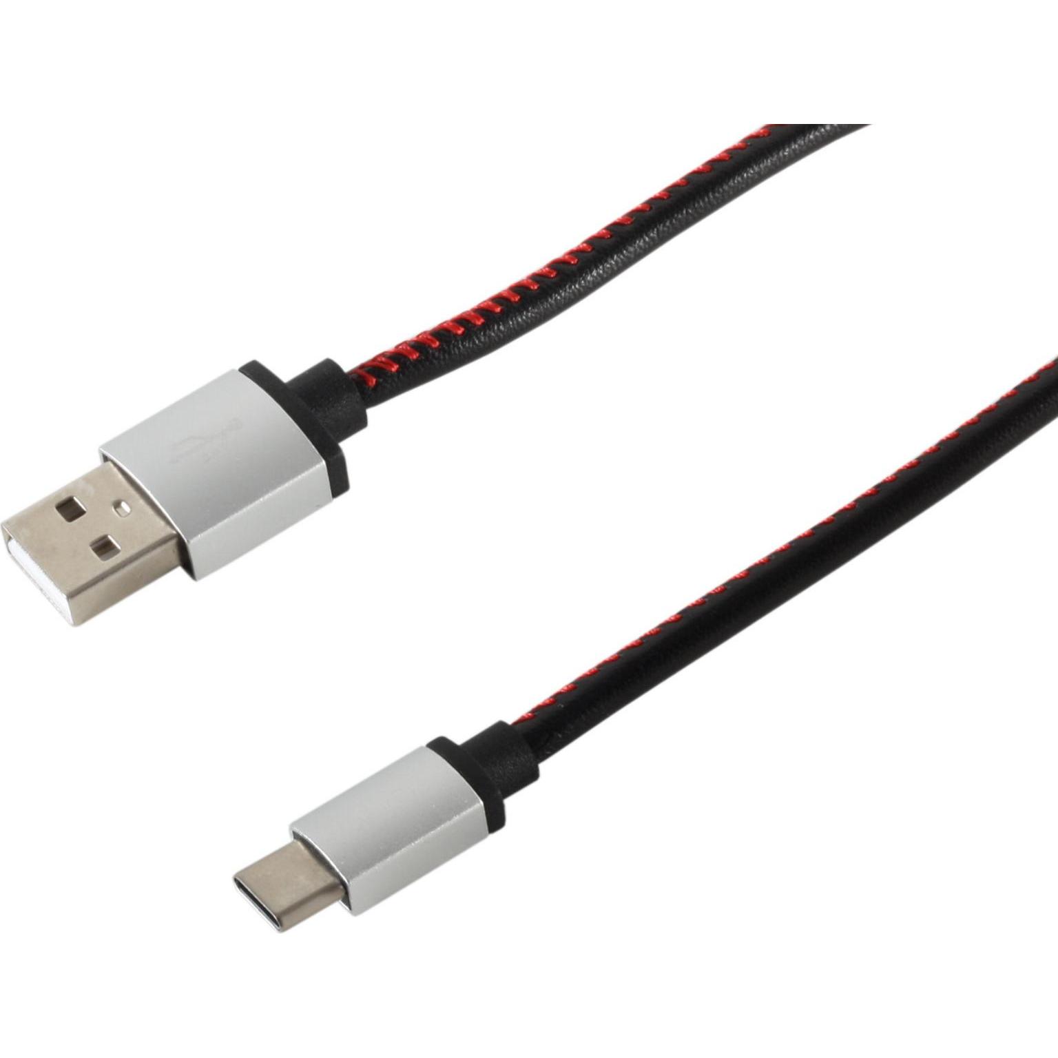 Thumbnail - Shiverpeaks USB Ladekabel USB A-ST auf USB C-ST Leder schwarz 0,9m (0.90 m, USB 2.0), USB Kabel