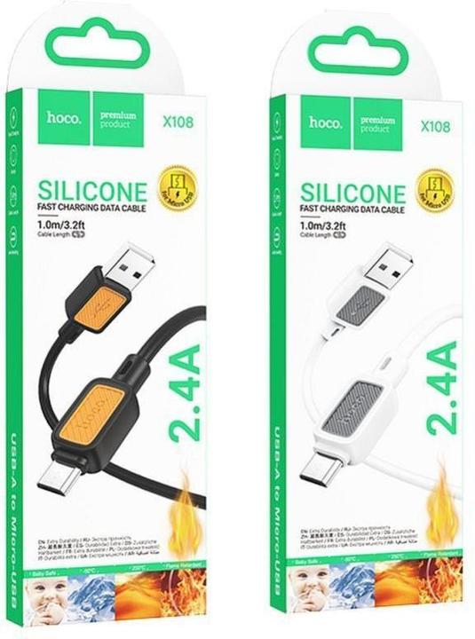 Actual product image Hoco Cable cable USB A to Micro USB 2,4A X108 1 m black (1 m, USB 3.0)