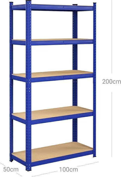 Immagine prodotto Songmics Scaffale portaoggetti 200 x 100 x 50 cm blu Max. statische Belastbarkeit jeder Ablage: 120 kg
