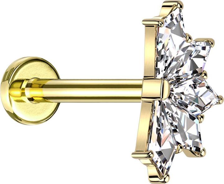 Actual product image Star Piercing Micro Labret internal thread gold plated fan gold plated five diamond crystals silver (without brass, Titanium)