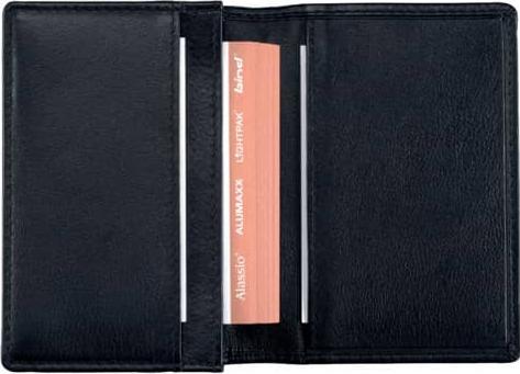 Actual product image Business card case, leather, black with 3 pockets for a total of approx. 30 business cards