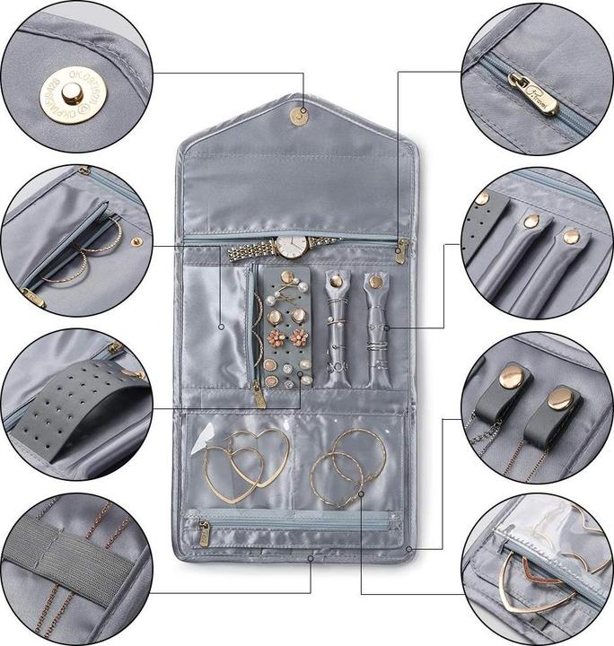 Produktbild Only-Bags.Store Schmuckrollen, Reiseschmuck-Organizer, faltbare Aufbewahrungstasche für Reiseringe, Halsketten