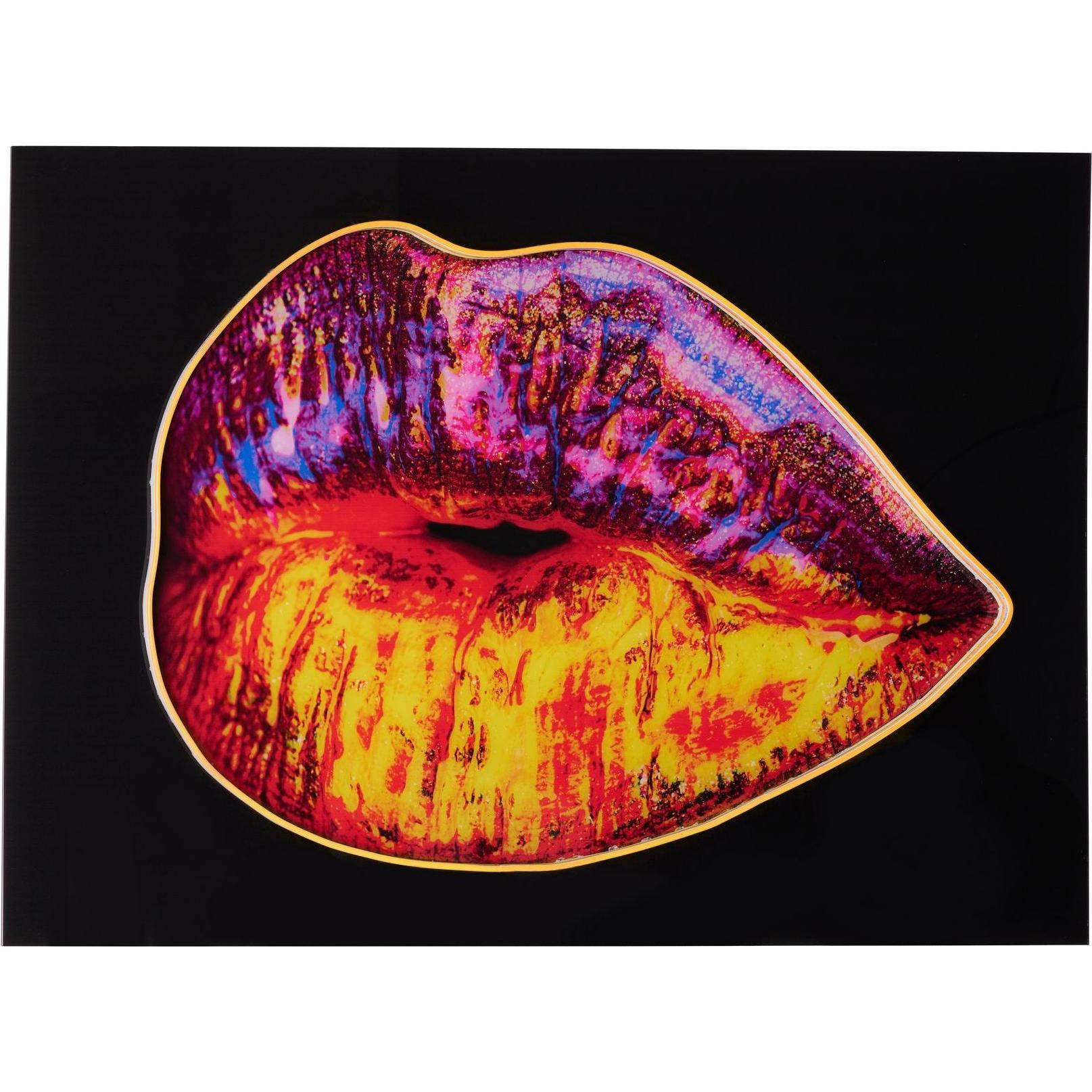 Wallxpert, Quadro, Glassy Lips Decorative Led Lighted Acrylic Glass Painting (44 x 66 cm)