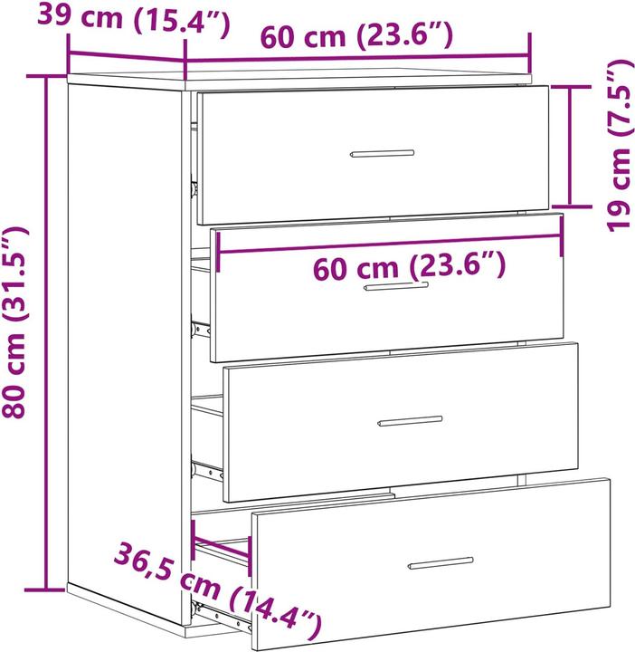 Produktbild vidaXL Modernes Sideboard (39 x 39 x 80 cm)