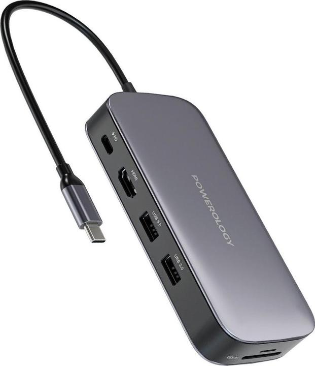 Powerology USB-C Hub & SSD Drive 256GB PD 100W (USB-C, 6 Ports)
