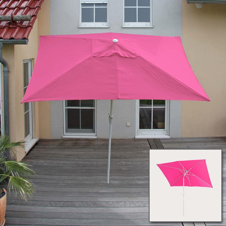 Actual product image Mendler Parasol, garden umbrella, 2x3m rectangular inclinable, polyester/aluminium 4,5kg - pink (1.92 m)