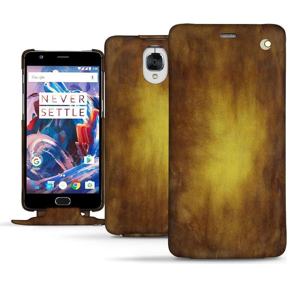 Thumbnail - Noreve Lederschutzhülle vertikal (OnePlus 3), Smartphone Hülle, Gold