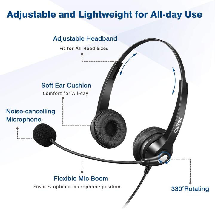 Actual product image Callez USB Headset with Microphone (Black) (Cable, USB-A, Skype)