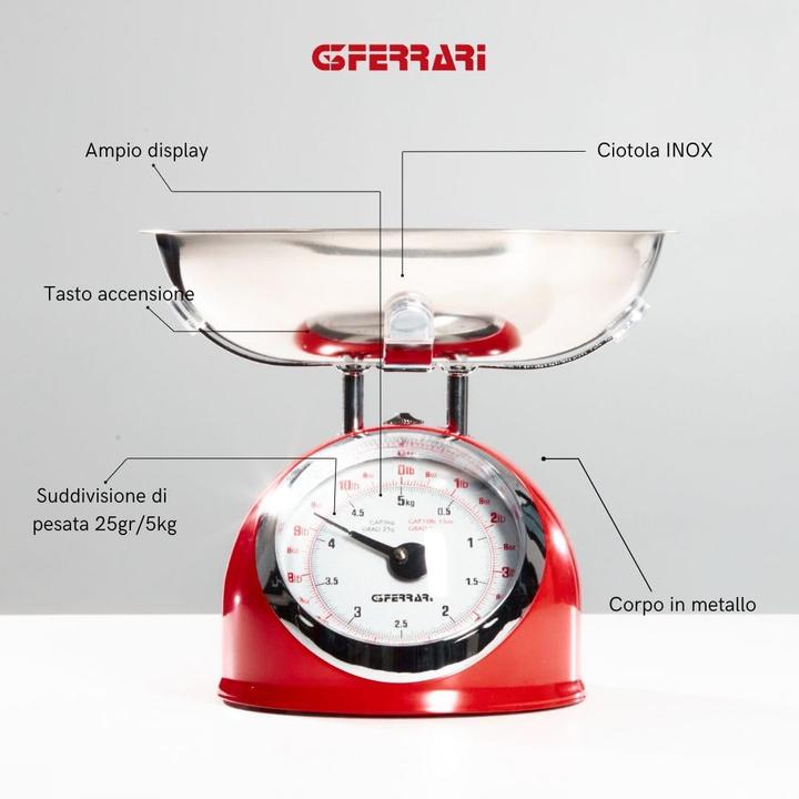 Produktbild G3 Ferrari Aska, Edelstahl Arbeitsplatte Rund Mechanische Küchenwaage