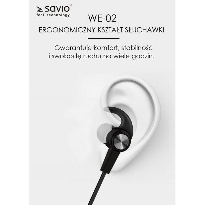 Produktbild Savio WE-02 Kabellose Bluetooth-Kopfhörer (Keine Geräuschunterdrückung, 3 h, Kabellos)