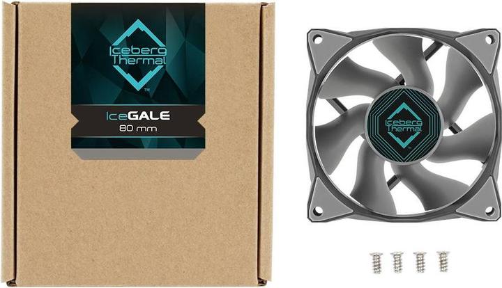Produktbild Iceberg Thermal IceGALE Computergehäuse Ventilator 8 cm Grau 1 Stück(e) (80 mm, 1 x)