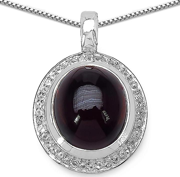 Produktbild Xen Anhänger mit Kette Granat Cabochon 45 cm 925 Silber (925 Sterling Silber, 45 cm)