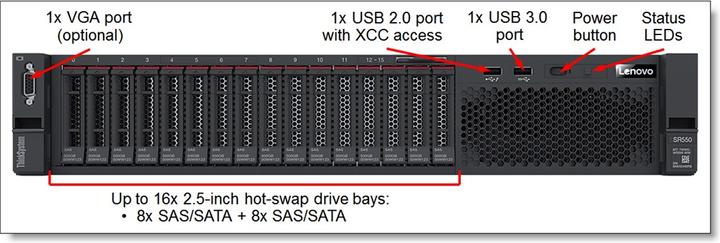 Produktbild Lenovo DCG ThinkSystem SR550 (Intel Xeon Silver 4208, 16 GB, Rack Server)