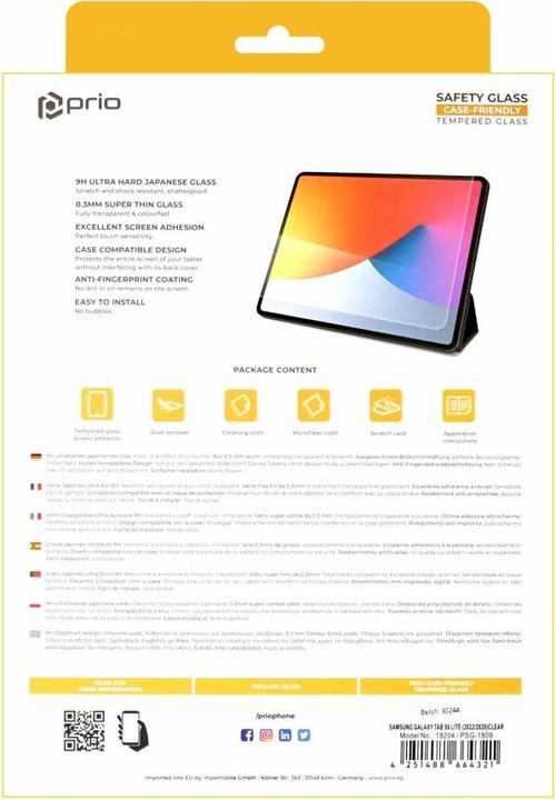 Productafbeelding prio Beschermende glasfolie voor Samsung Tab S6 Lite (2022/2020) helder (1 Stuk, Galaxy Tab S6, Galaxy Tab S6 Lite (2022))