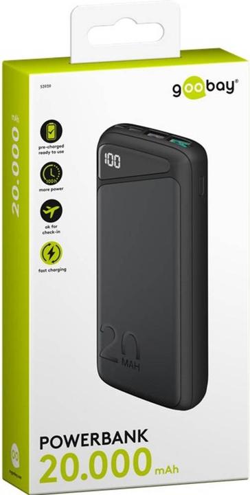 Actual product image Goobay Powerbank 53939 20000 mAh Black (20000 mAh, 22.50 W, 18 Wh)