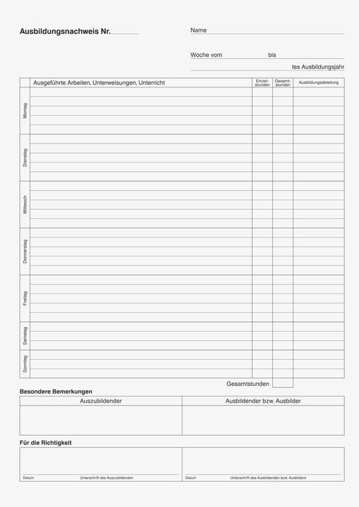 Immagine prodotto Brunnen Libretto di report Registro di formazione giornaliero DIN A4 80g/m² 28 fogli (28 x)