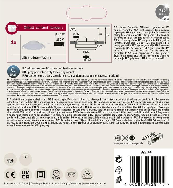 Produktbild Paulmann Einbaupanel Areo (580 lm)