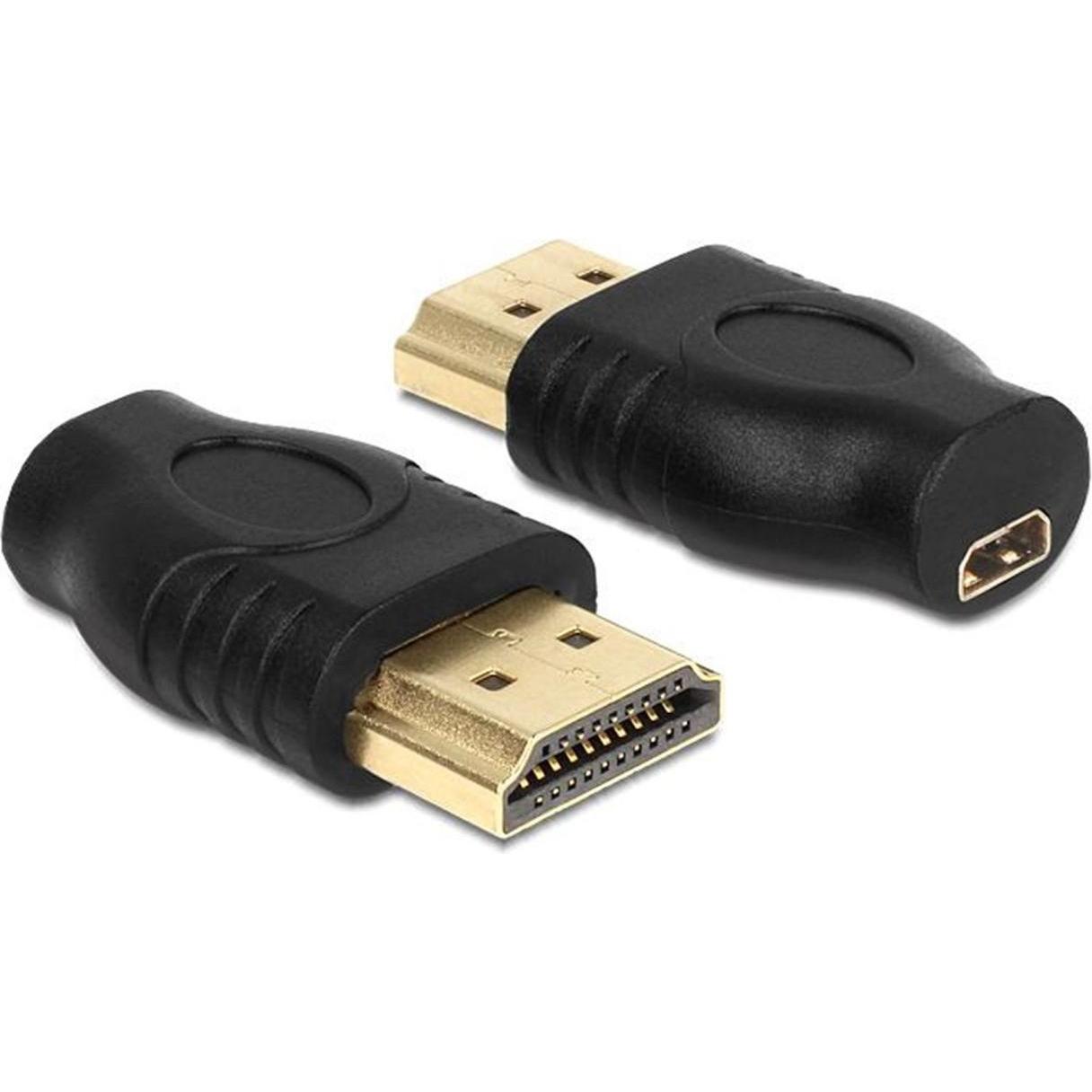 Delock HDMI micro D Buchse zu HDMI A (HDMI, 3.30 cm), Adattatore dati + video, Nero