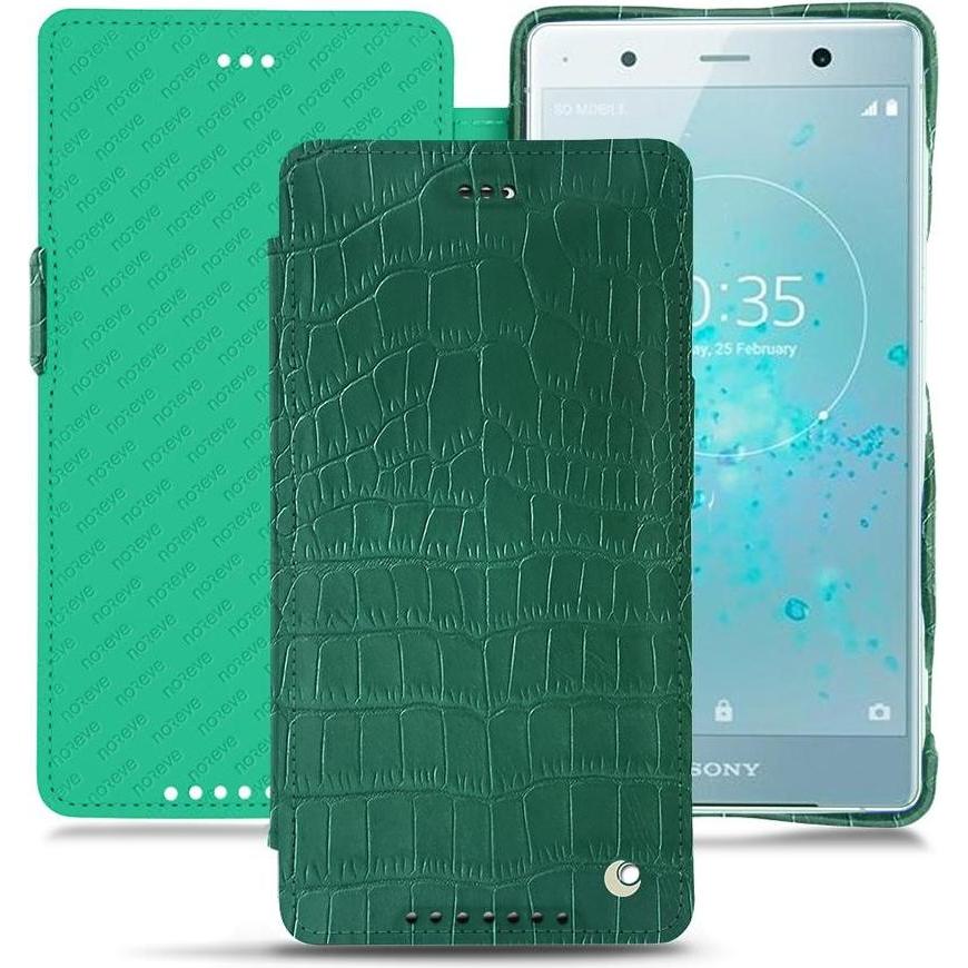 Noreve Lederschutzhülle horizontal (Sony Xperia XZ2 Premium), Smartphone Hülle, Grün