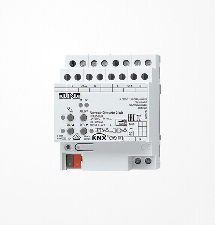 Actual product image JUNG 3902 REGHE KNX LED universal dimming actuator, AC 110... 3902REGHE (Dimming actuator)