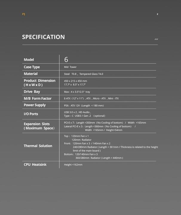 Produktbild Geometric Future Future M6 Raphael Mid Tower, pc-behuizing, verticaal luchtkanaalontwerp, ondersteuning voor 12/ (ATX, E-ATX, Flex-ATX, mATX, Mini-ITX)