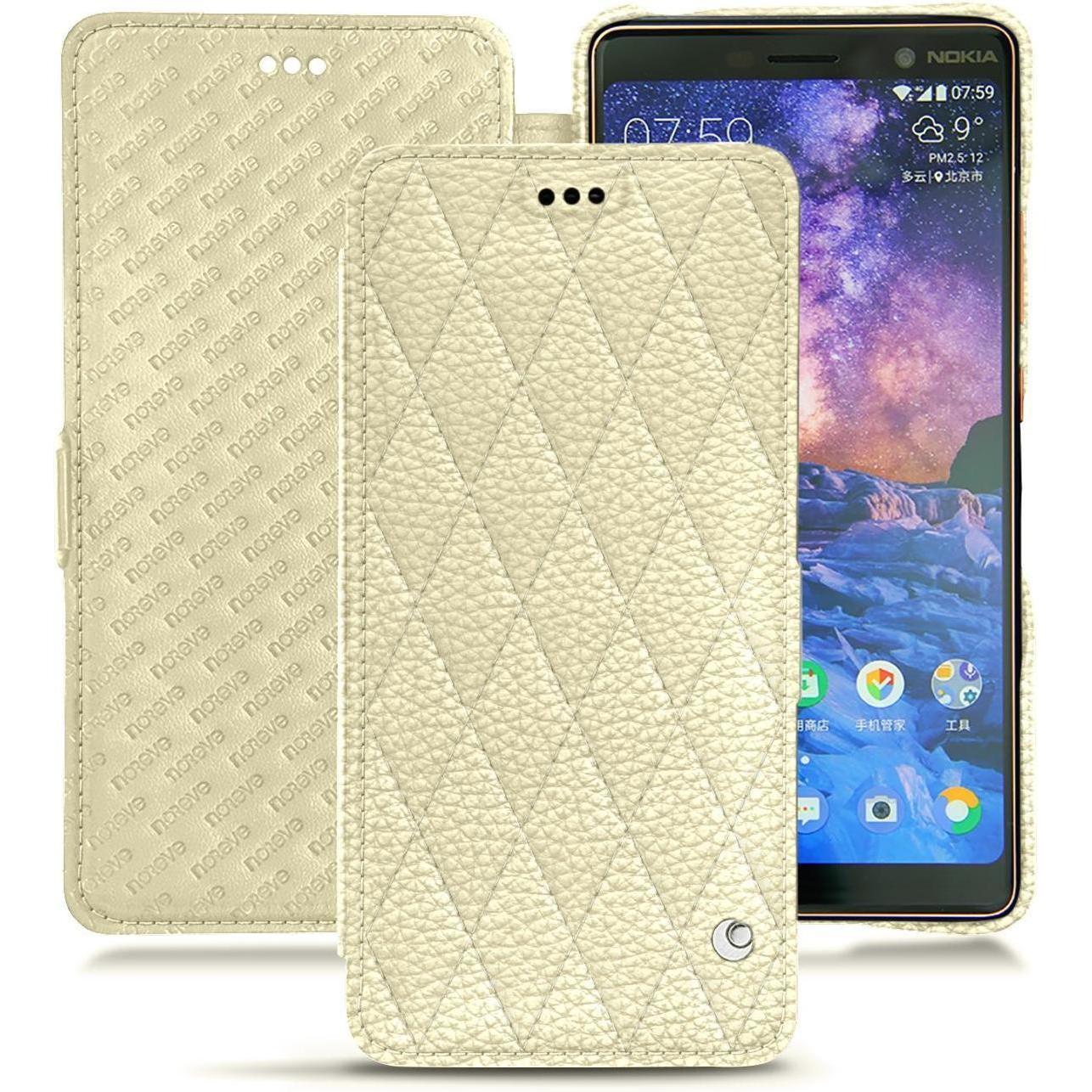 Noreve Lederschutzhülle horizontal (Apple iPhone 7 Plus), Smartphone Hülle, Beige
